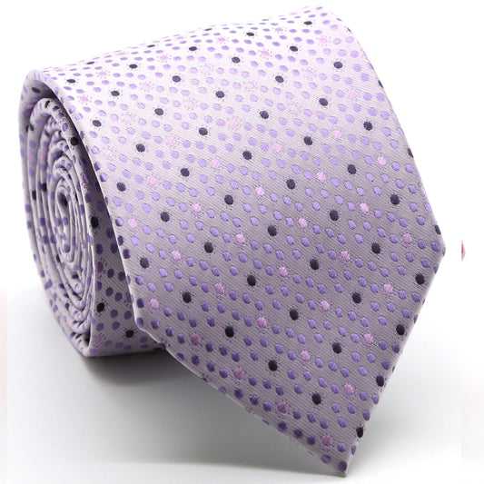Mens Dads Classic Purple Dot Pattern Business Casual Necktie & Hanky Set M-7 - Ferrecci USA 