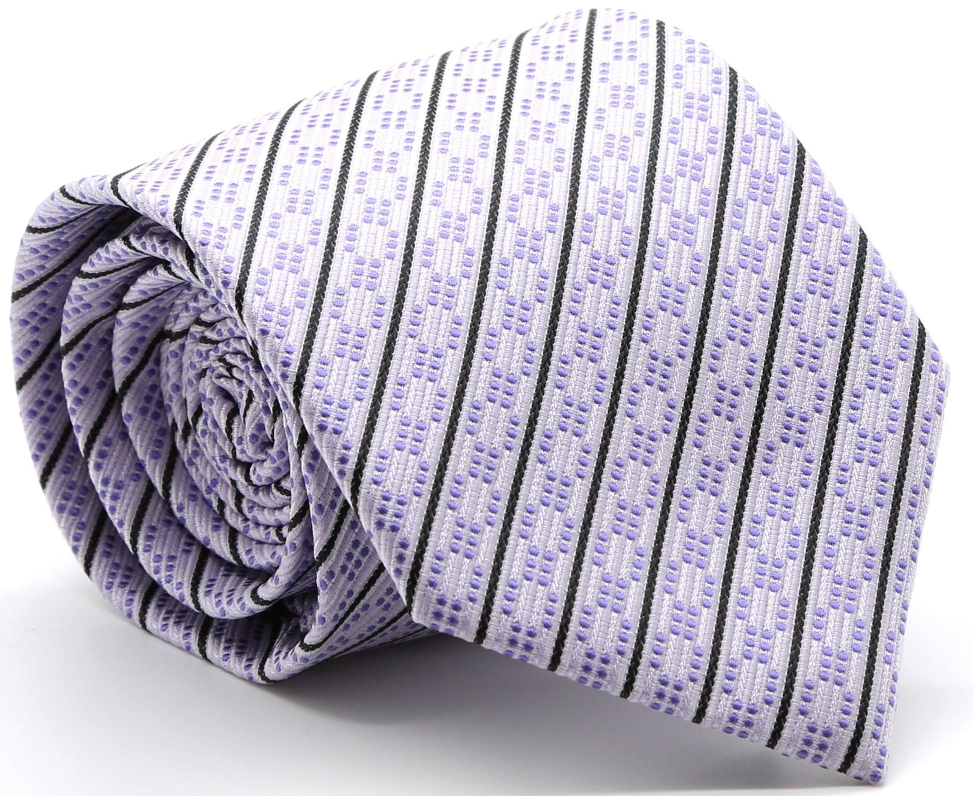 Mens Dads Classic Purple Striped Pattern Business Casual Necktie & Hanky Set C-11 - Ferrecci USA 