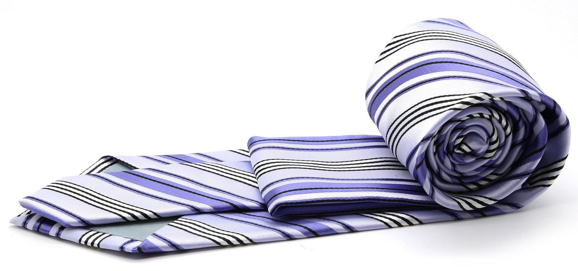 Mens Dads Classic Purple Striped Pattern Business Casual Necktie & Hanky Set D-12 - Ferrecci USA 