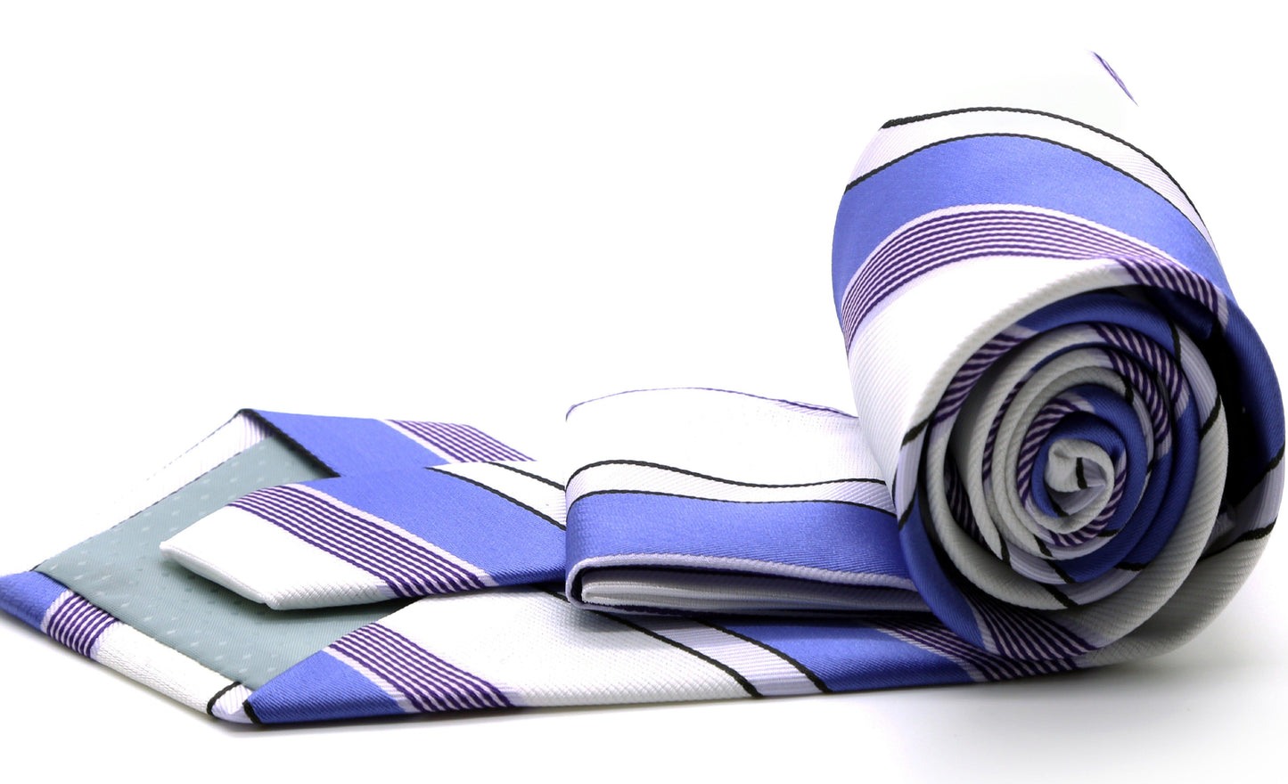 Mens Dads Classic Purple Striped Pattern Business Casual Necktie & Hanky Set EO-4 - Ferrecci USA 