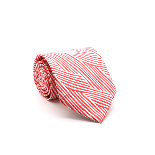 Mens Dads Classic Red Geometric Pattern Business Casual Necktie & Hanky Set IO-6 - Ferrecci USA 