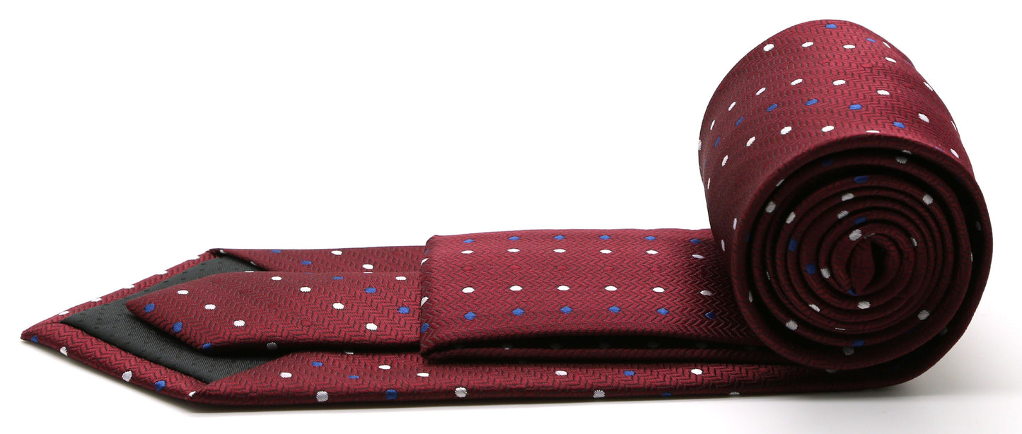 Mens Dads Classic Red Geometric Pattern Business Casual Necktie & Hanky Set LO-5 - Ferrecci USA 