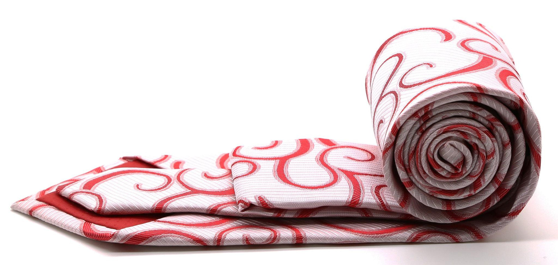 Mens Dads Classic Red Paisley Pattern Business Casual Necktie & Hanky Set O-4 - Ferrecci USA 