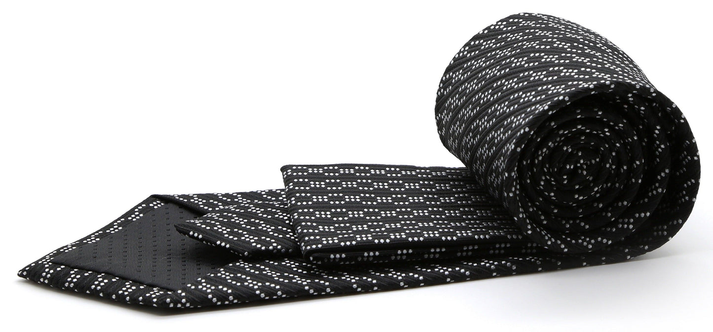 Mens Dads Classic Striped Pattern Business Casual Necktie & Hanky Set C - Ferrecci USA 