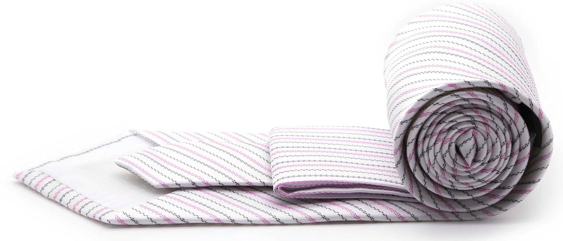 Mens Dads Classic Striped Pattern Business Casual Necktie & Hanky Set JO - Ferrecci USA 