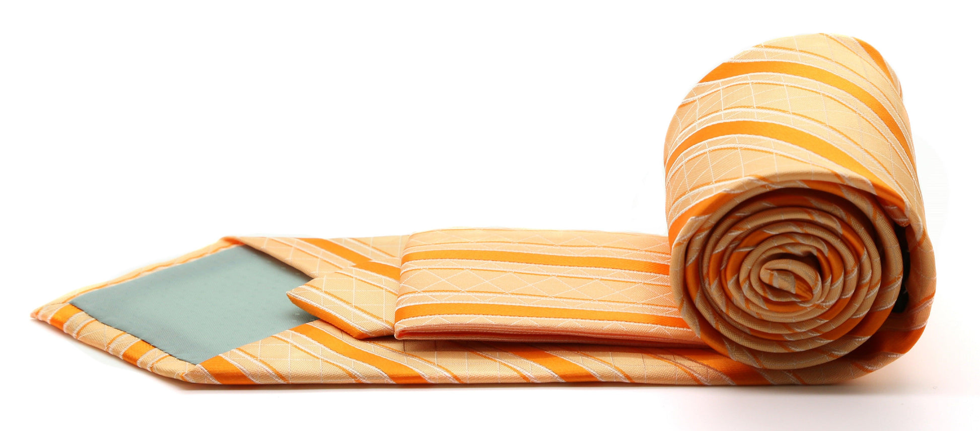 Mens Dads Classic Striped Pattern Business Casual Necktie & Hanky Set Q - Ferrecci USA 