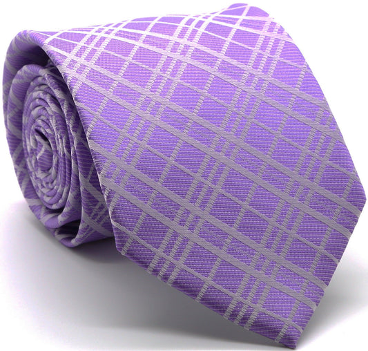 Mens Dads Classic Striped Pattern Business Casual Necktie & Hanky Set RO - Ferrecci USA 