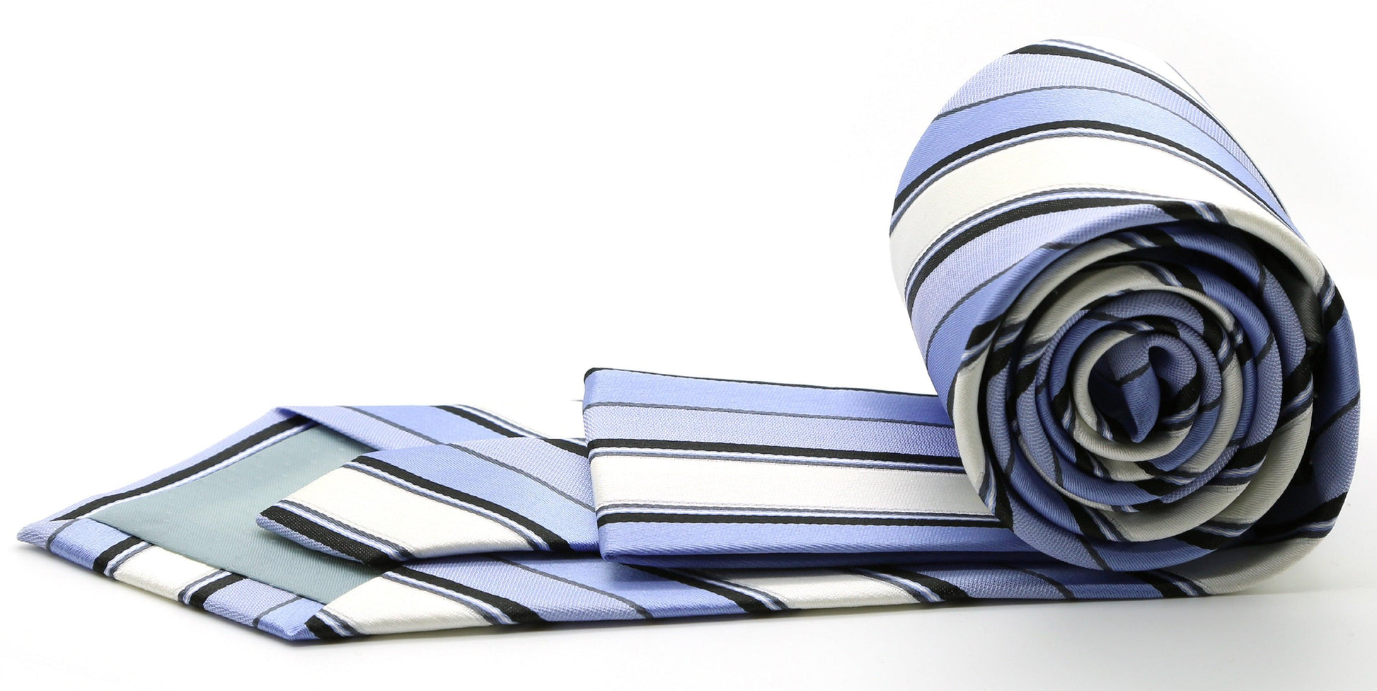 Mens Dads Classic Striped Pattern Business Casual Necktie & Hanky Set U - Ferrecci USA 