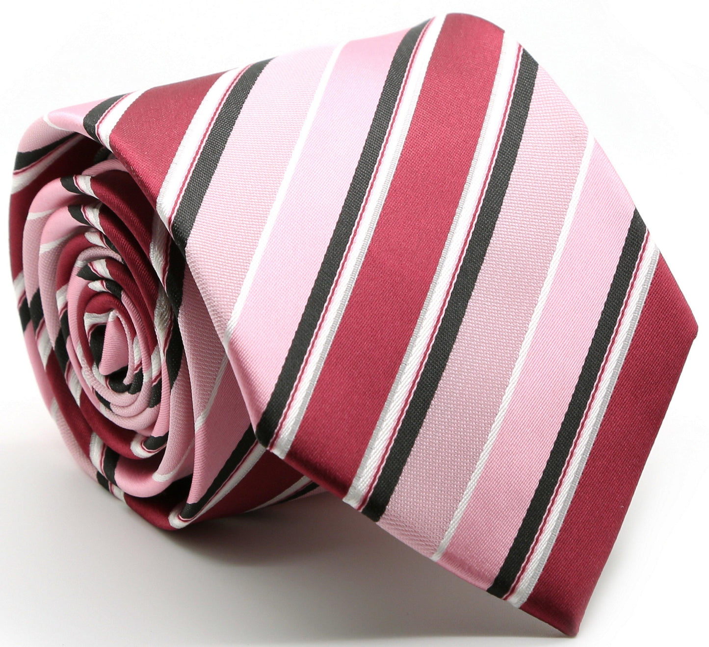 Mens Dads Classic Striped Pattern Business Casual Necktie & Hanky Set U - Ferrecci USA 