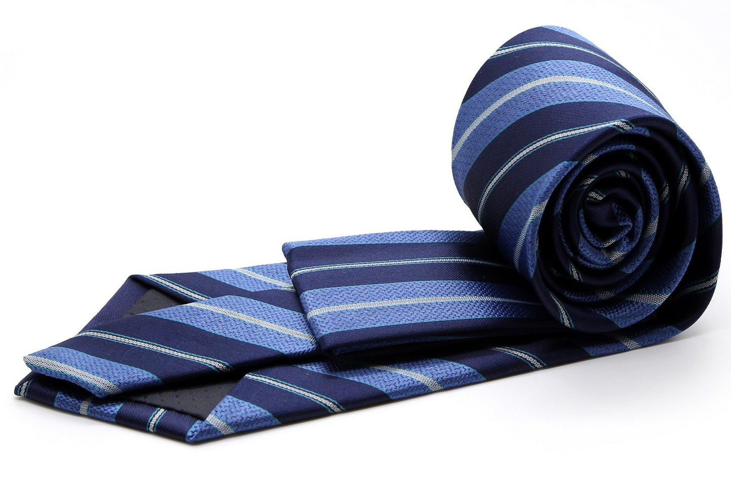 Mens Dads Classic Turquoise Striped Pattern Business Casual Necktie & Hanky Set F-6 - Ferrecci USA 