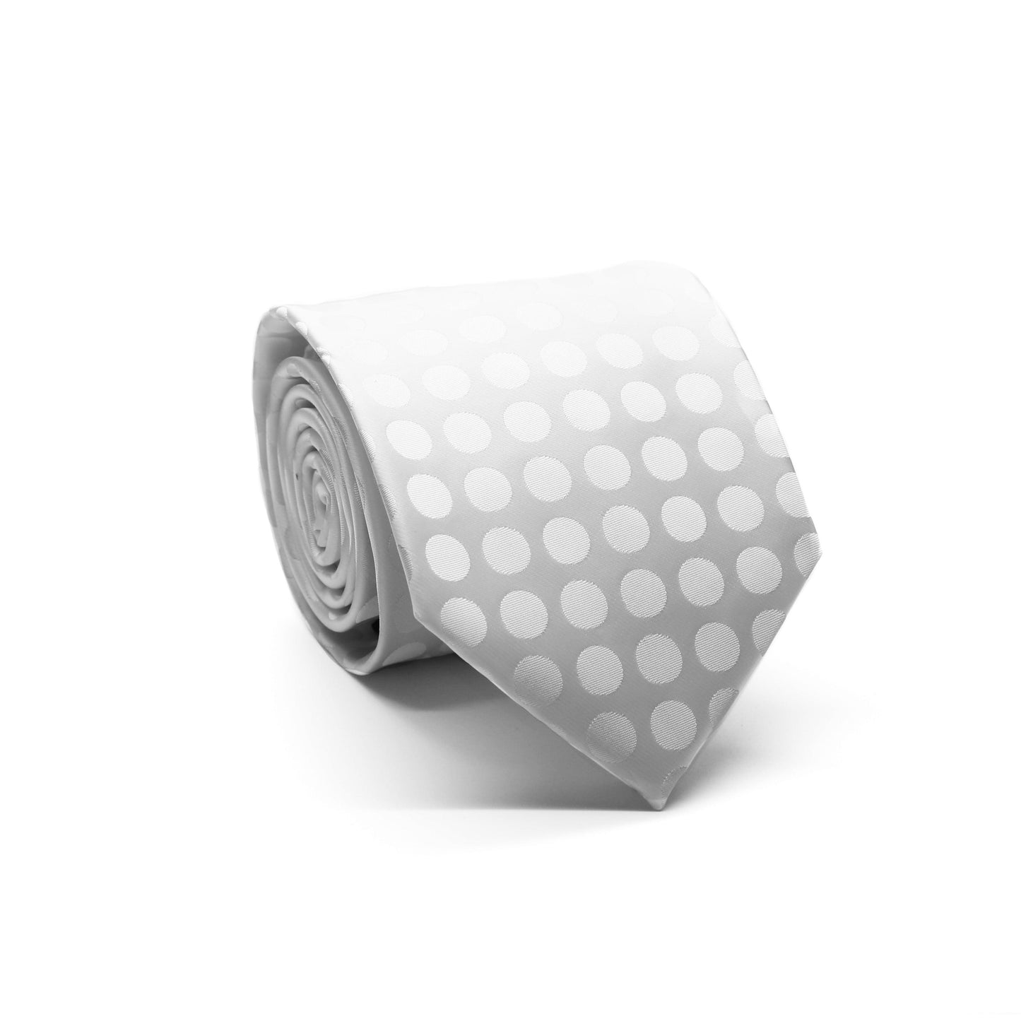 Mens Dads Classic White Circle Pattern Business Casual Necktie & Hanky Set PO-3 - Ferrecci USA 