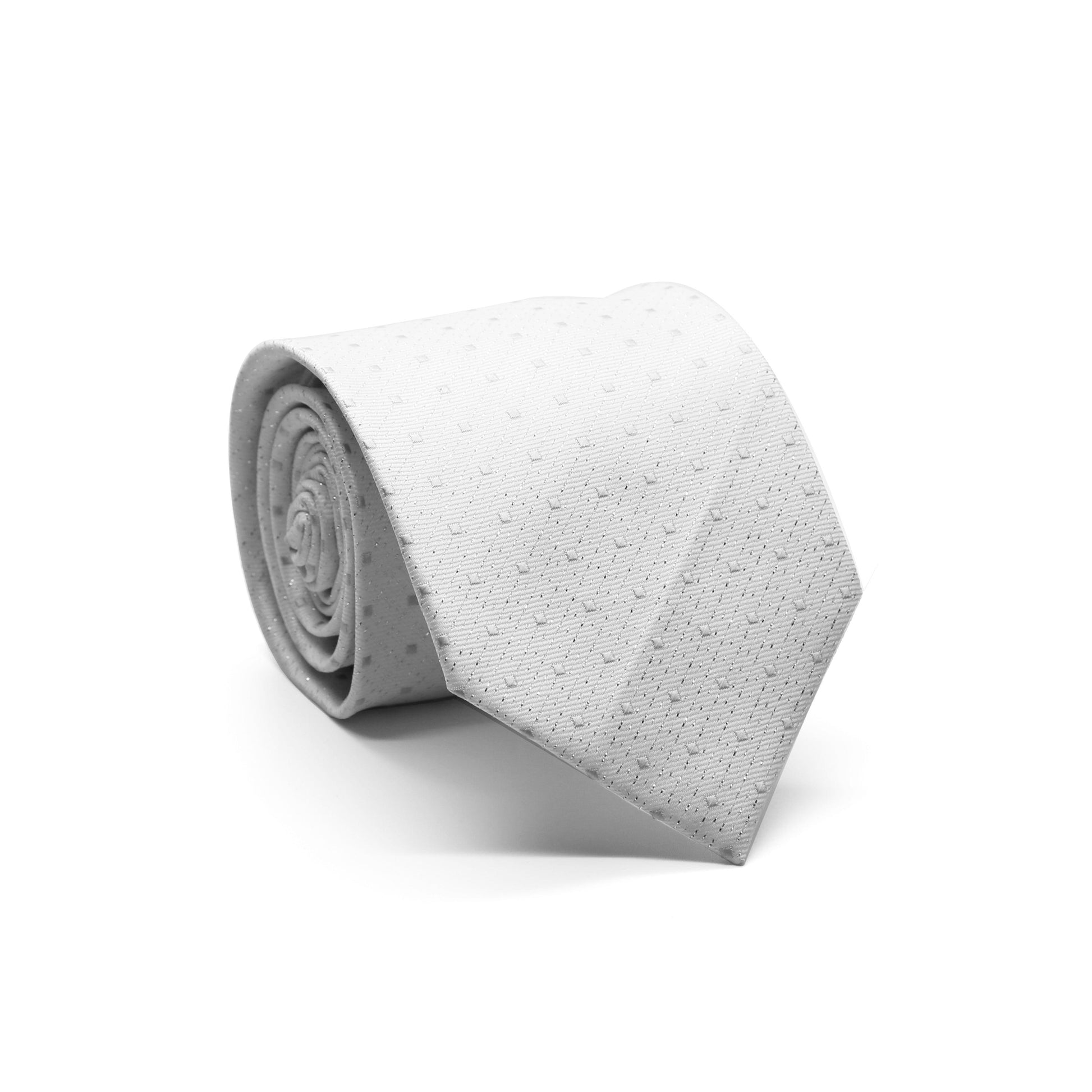 Mens Dads Classic White Square Pattern Business Casual Necktie & Hanky Set SO-3 - Ferrecci USA 