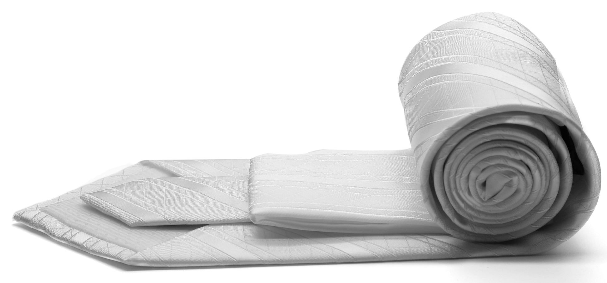 Mens Dads Classic White Striped Pattern Business Casual Necktie & Hanky Set Q-3 - Ferrecci USA 