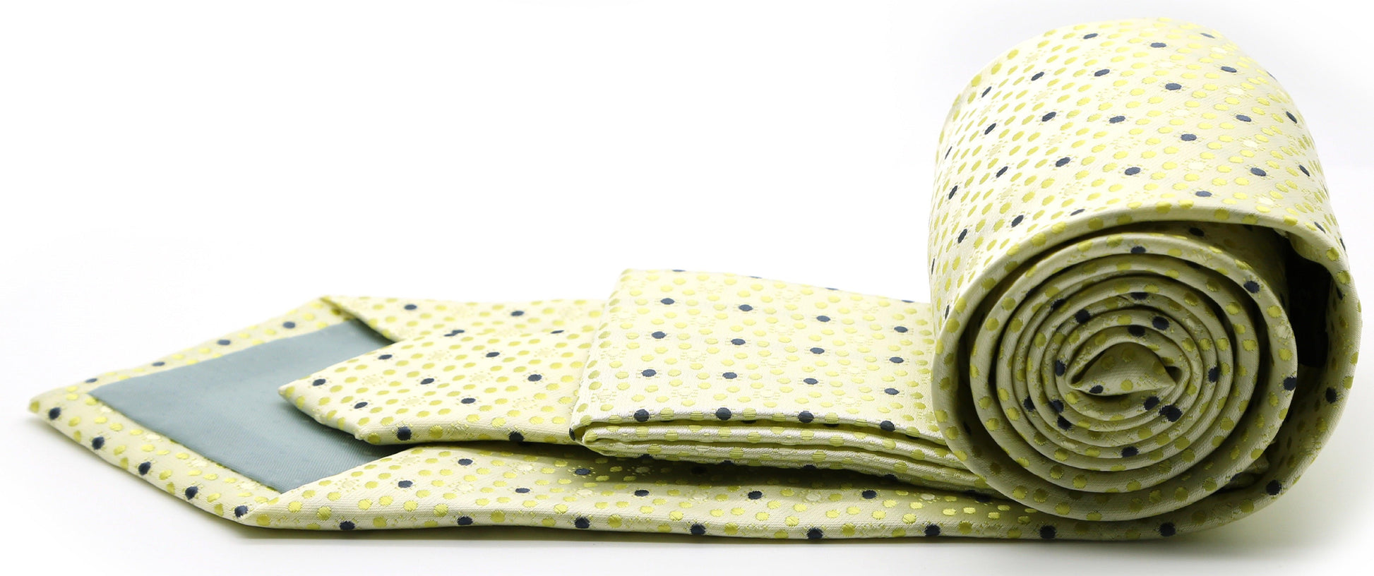 Mens Dads Classic Yellow Dot Pattern Business Casual Necktie & Hanky Set M-1 - Ferrecci USA 