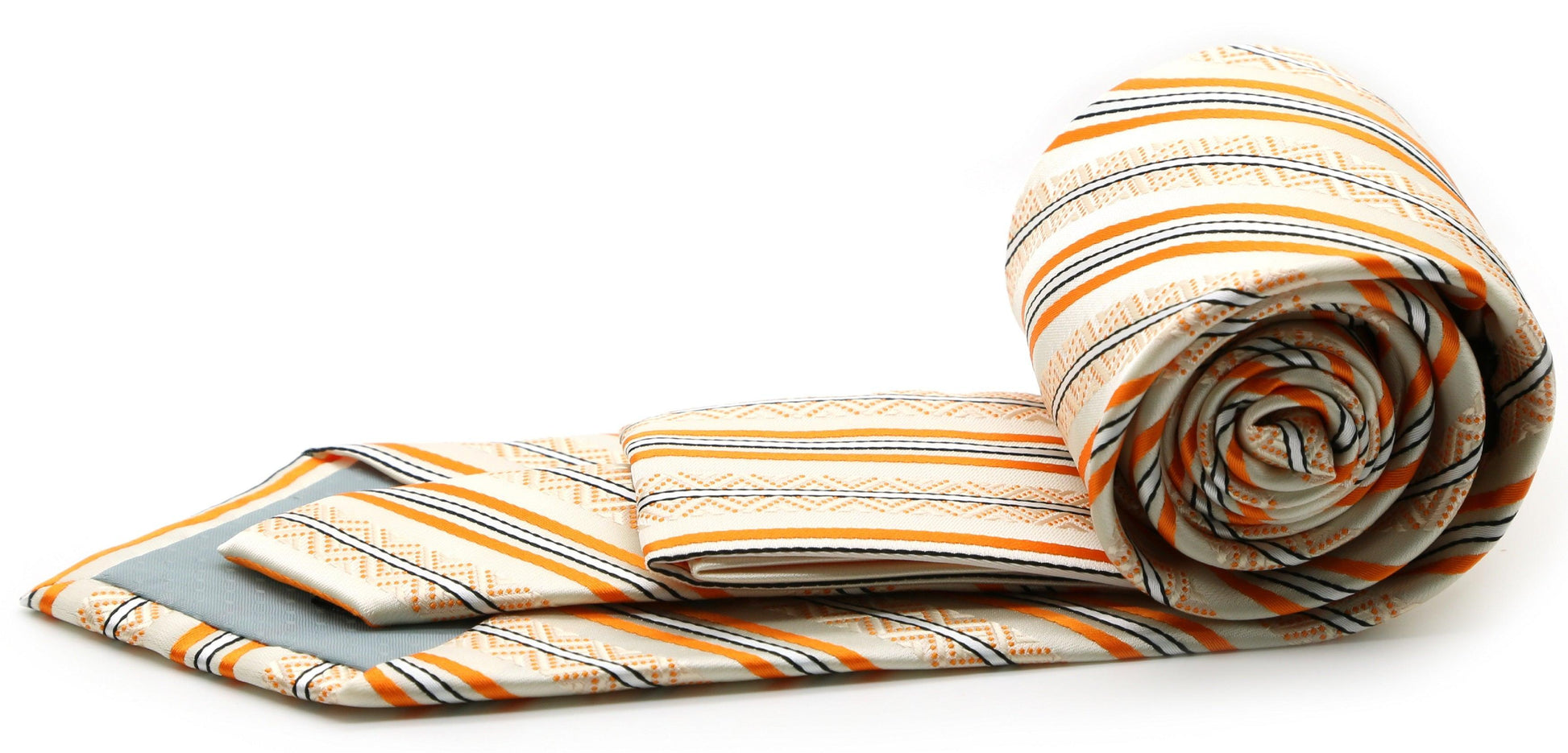 Mens Dads Classic Yellow Striped Pattern Business Casual Necktie & Hanky Set H-9 - Ferrecci USA 