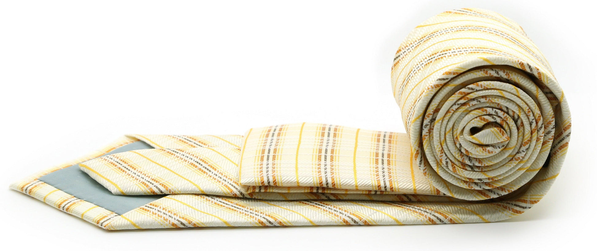 Mens Dads Classic Yellow Striped Pattern Business Casual Necktie & Hanky Set JO-8 - Ferrecci USA 