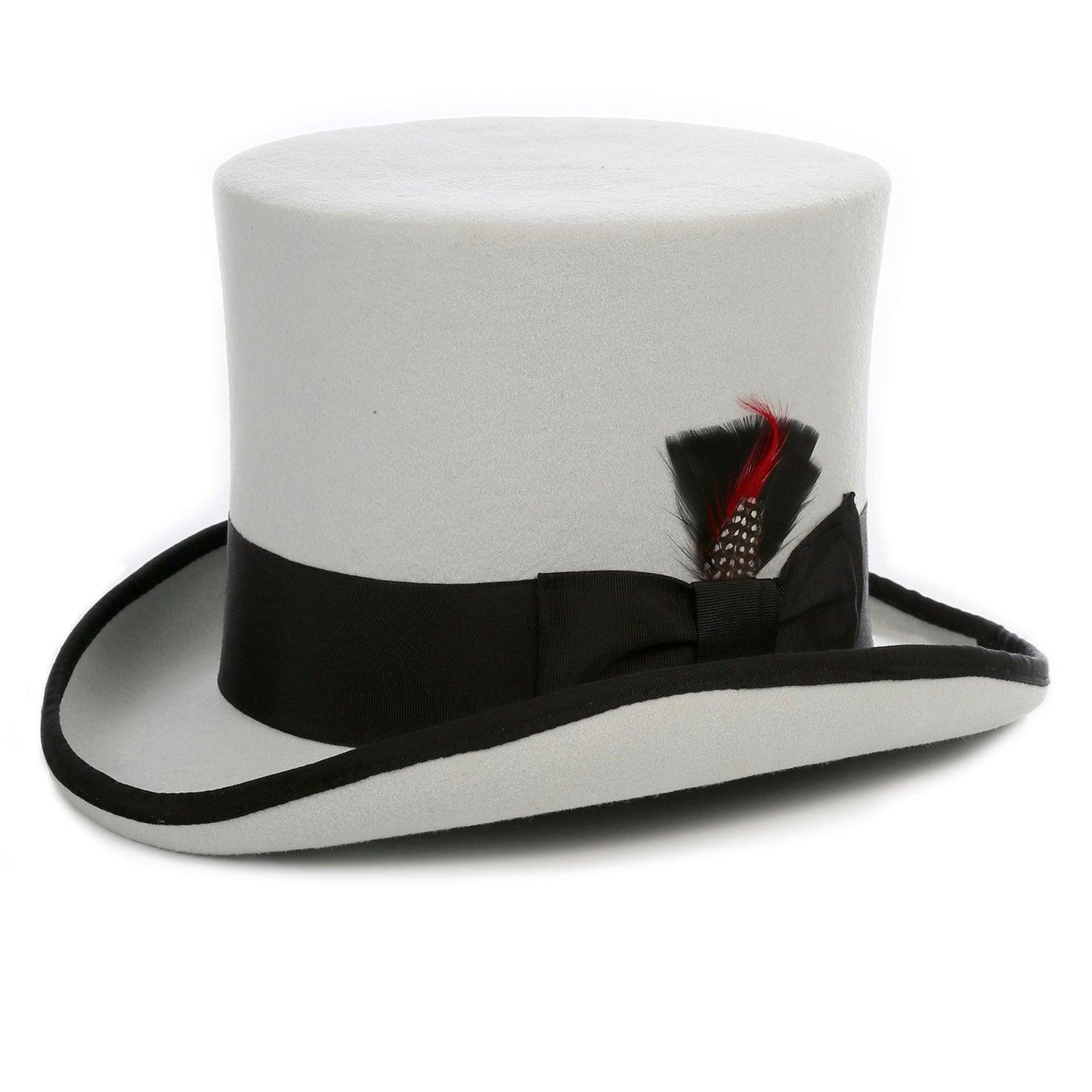Premium Grey with Black Wool Top Hat - Ferrecci USA 