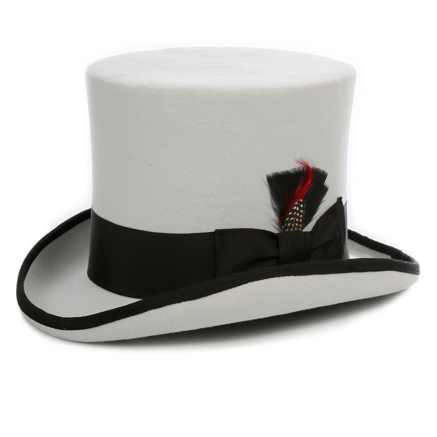 Premium Grey with Black Wool Top Hat - Ferrecci USA 