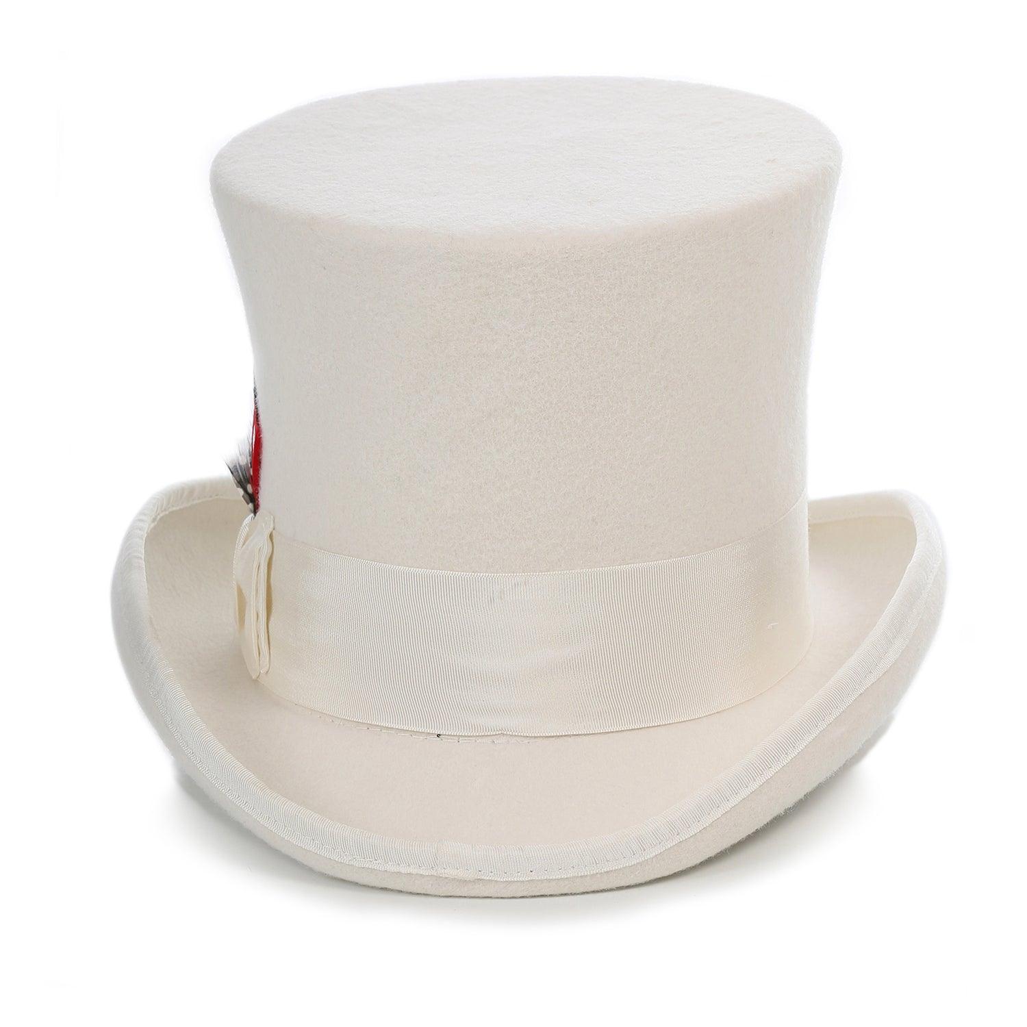 Premium Wool Off White Top Hat - Ferrecci USA 